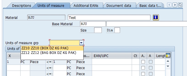 sap iso unit of measure is not assigned